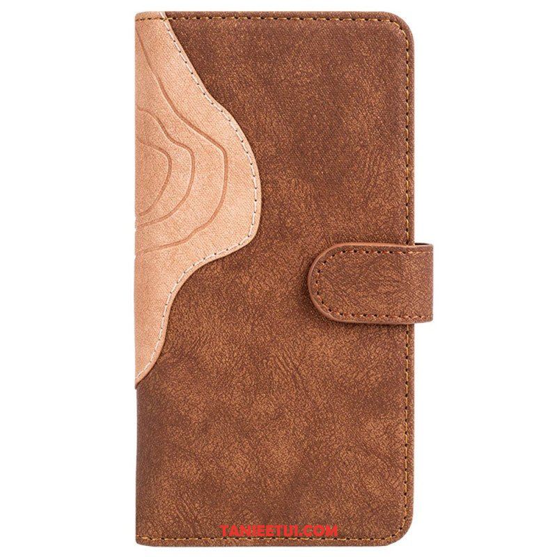 Etui Folio do OnePlus Nord 2T 5G Dwukolorowa Drewniana Tekstura