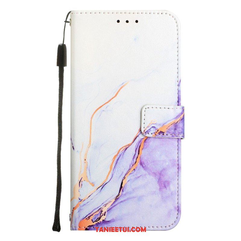 Etui Folio do OnePlus Nord CE 2 5G z Łańcuch Pasek Marmuru