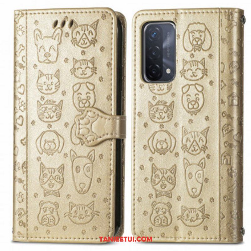 Etui Folio do Oppo A54 5G / A74 5G Animowane Zwierzęta