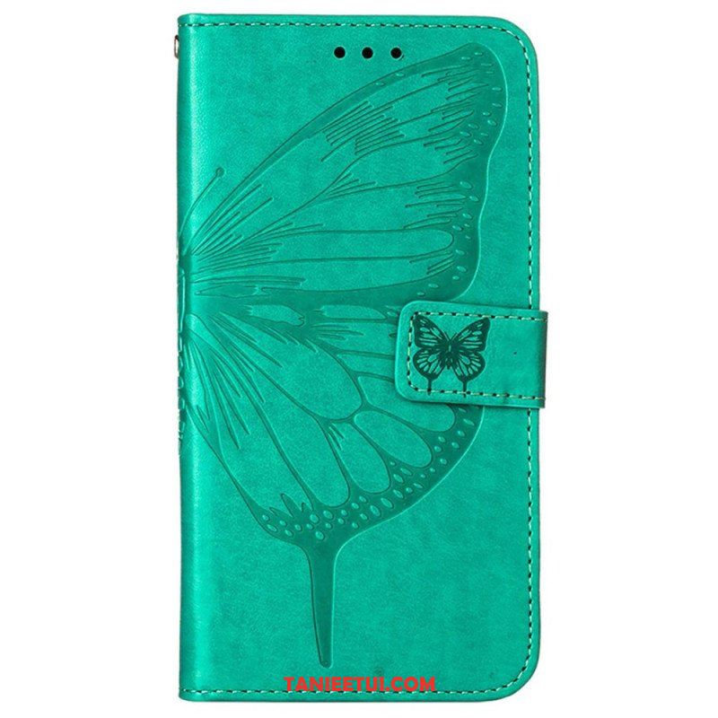 Etui Folio do Oppo Reno 8 Pro z Łańcuch Barokowy Motyl Z Paskami