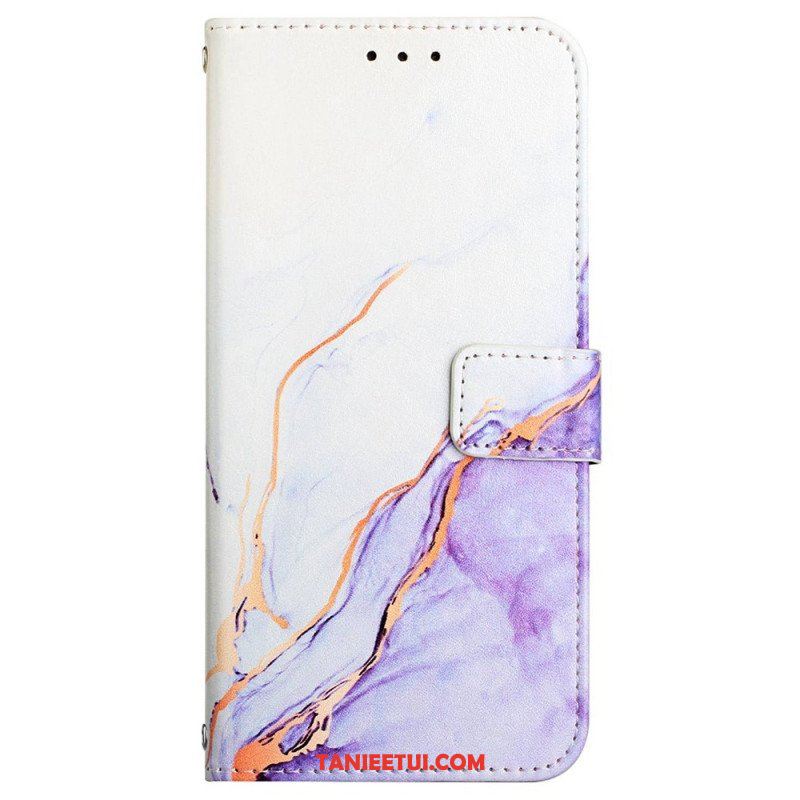 Etui Folio do Oppo Reno 8 Pro z Łańcuch Pasek Marmuru