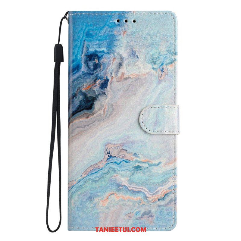 Etui Folio do Oppo Reno 8 z Łańcuch Pasek Marmuru