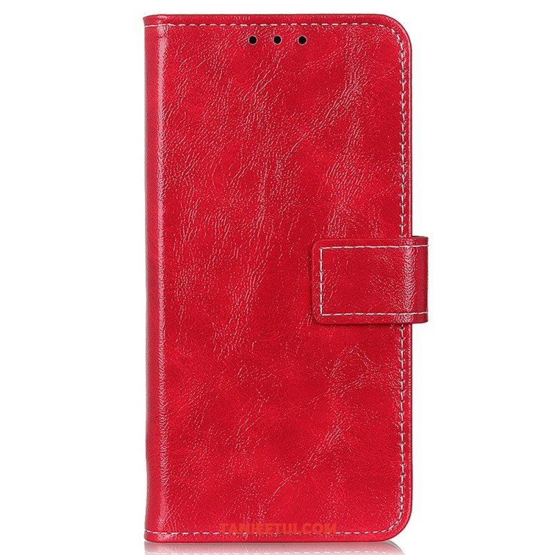 Etui Folio do Poco M4 5G Lakierowana Z Widocznymi Szwami