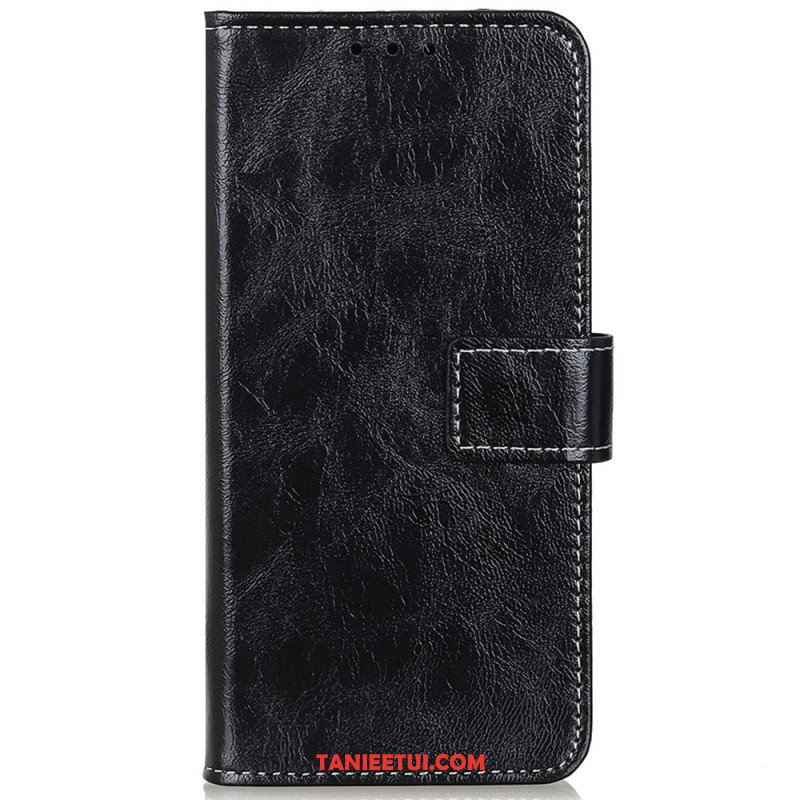 Etui Folio do Poco M4 5G Lakierowana Z Widocznymi Szwami