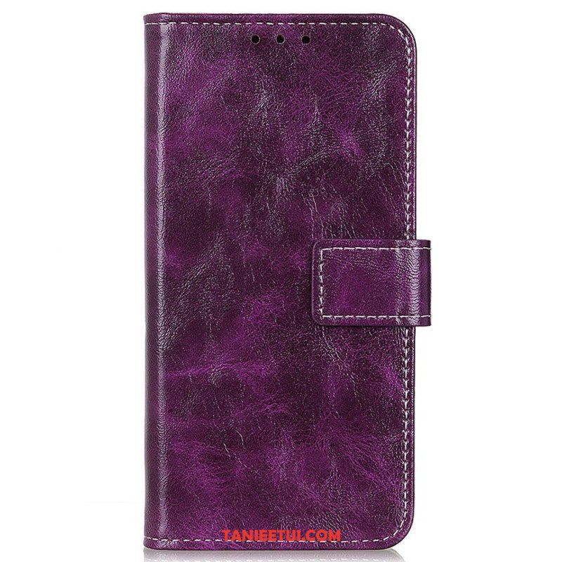 Etui Folio do Poco M4 5G Lakierowana Z Widocznymi Szwami