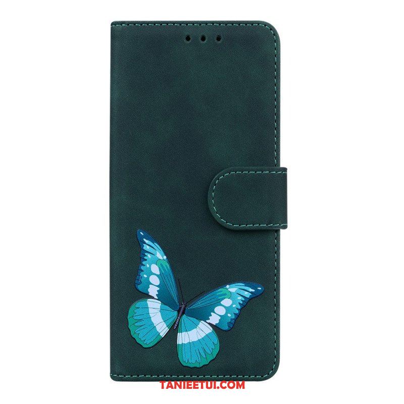 Etui Folio do Poco M4 Pro 5G Motyl Dotykający Skóry