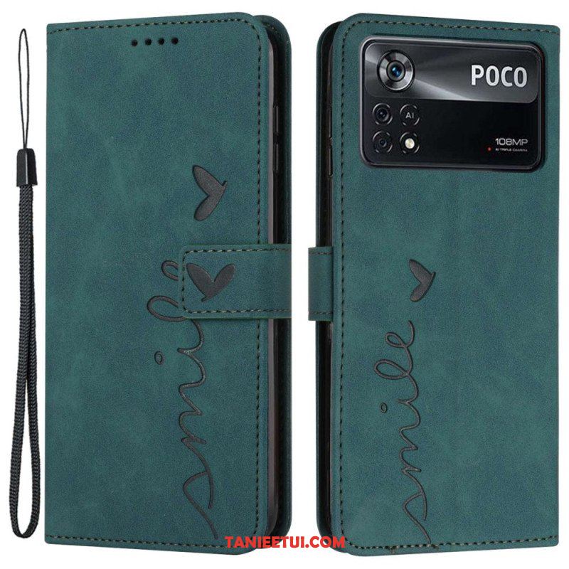 Etui Folio do Poco X4 Pro 5G z Łańcuch Pasiasty Uśmiech