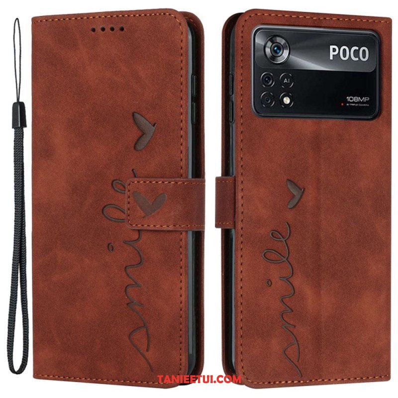 Etui Folio do Poco X4 Pro 5G z Łańcuch Pasiasty Uśmiech