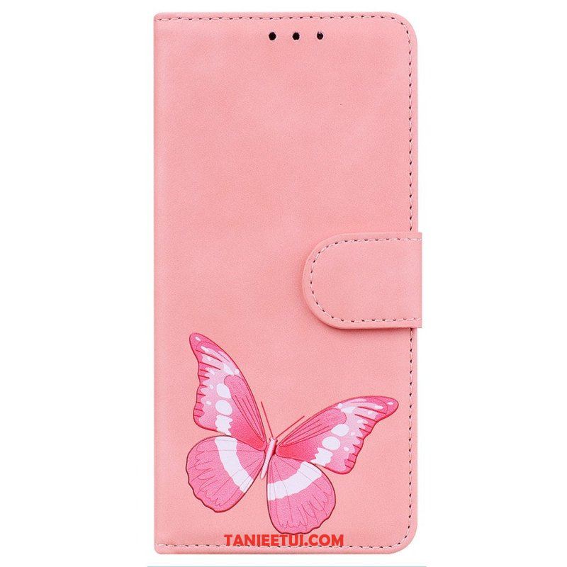 Etui Folio do Realme C35 Motyl Dotykający Skóry