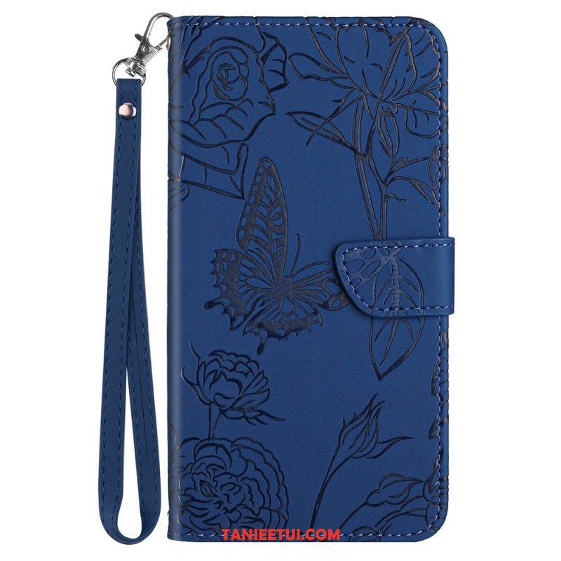 Etui Folio do Samsung Galaxy A13 Motyl Ze Smyczą