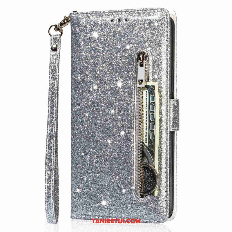 Etui Folio do Samsung Galaxy A14 / A14 5G Cekinowy Brokatowy Styl