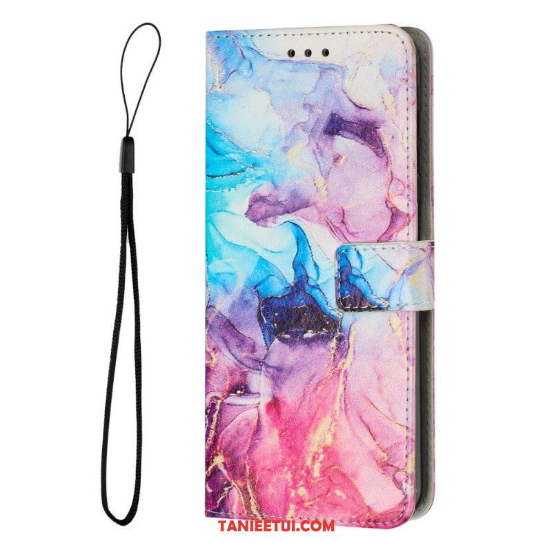 Etui Folio do Samsung Galaxy A14 / A14 5G z Łańcuch Pasek Marmuru