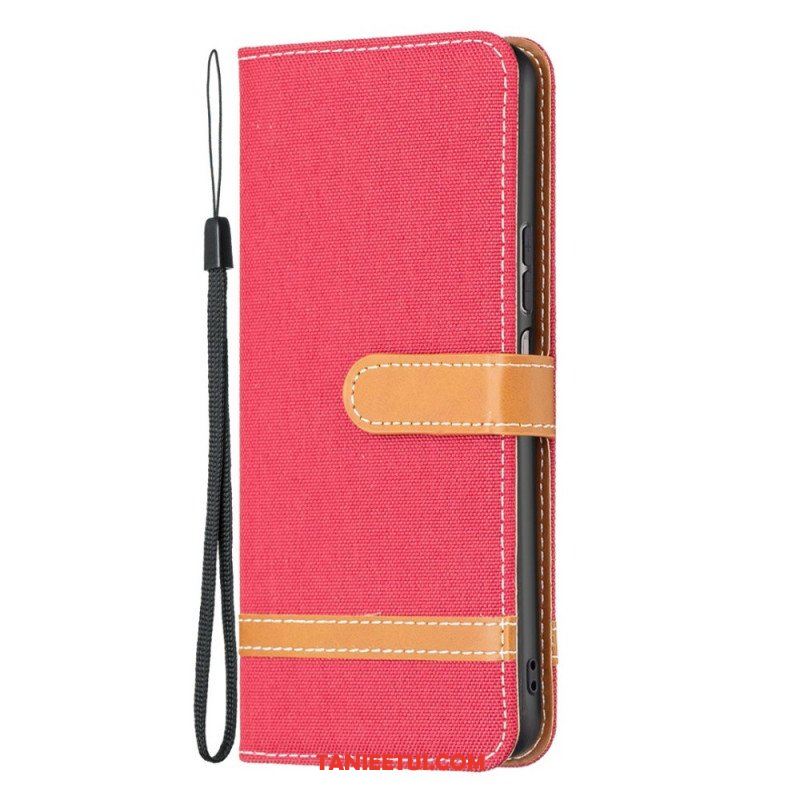 Etui Folio do Samsung Galaxy M23 5G Tkanina Z Paskiem