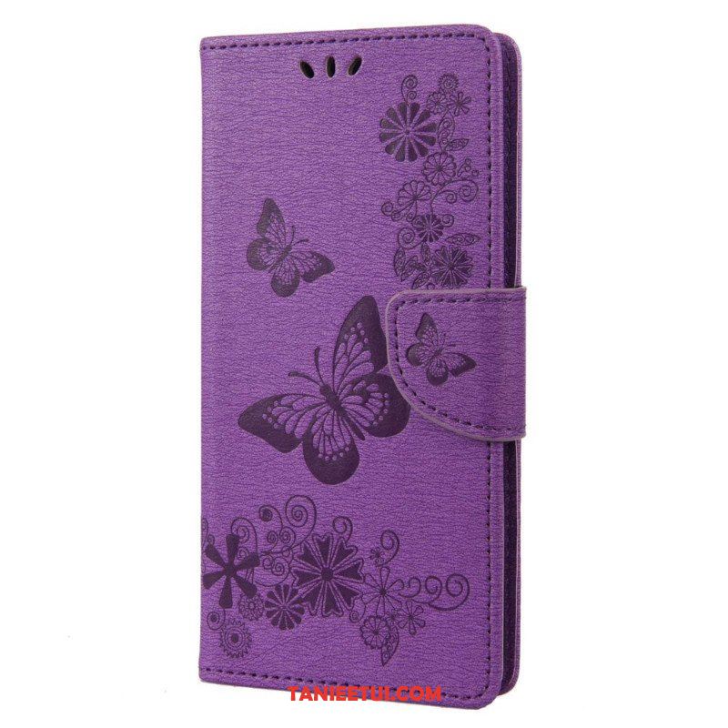 Etui Folio do Samsung Galaxy M23 5G z Łańcuch Stringi Motyle