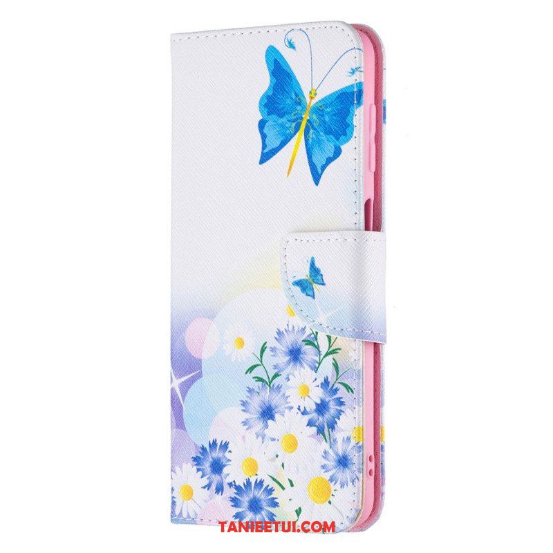 Etui Folio do Samsung Galaxy M32 Malowane Motyle I Kwiaty