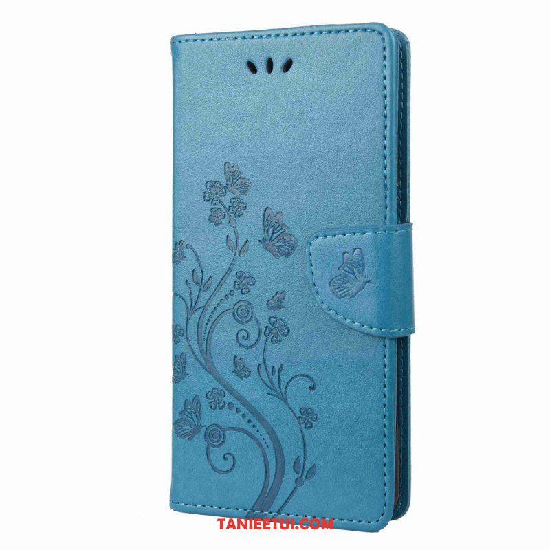 Etui Folio do Samsung Galaxy M53 5G z Łańcuch Paski Kwiaty