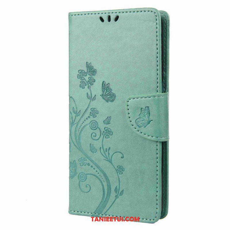 Etui Folio do Samsung Galaxy M53 5G z Łańcuch Paski Kwiaty