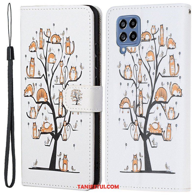 Etui Folio do Samsung Galaxy M53 5G z Łańcuch Stringi Koty