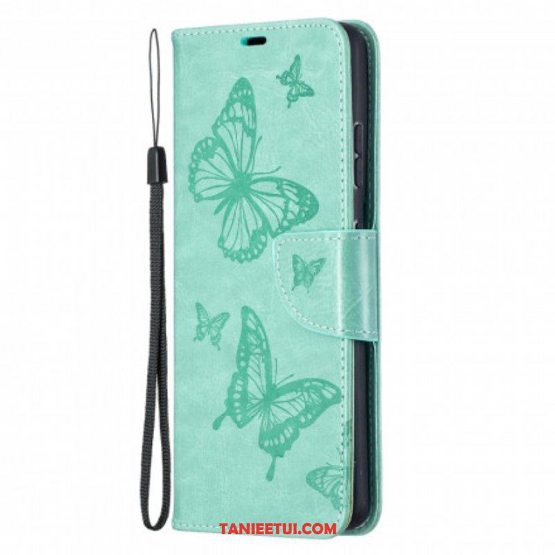 Etui Folio do Samsung Galaxy S21 Ultra 5G Motyle W Locie Z Smyczą