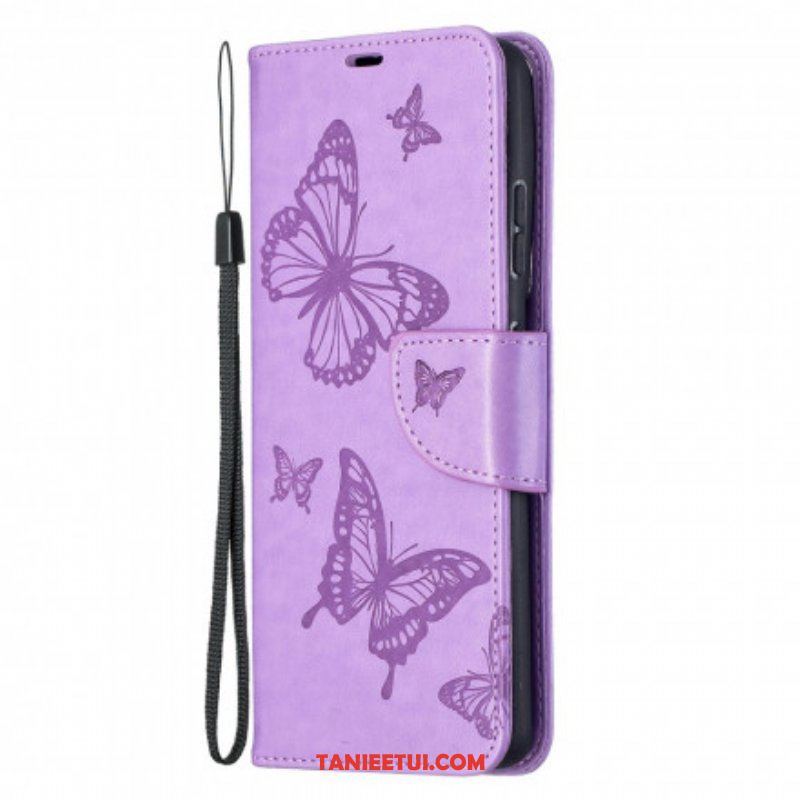 Etui Folio do Samsung Galaxy S21 Ultra 5G Motyle W Locie Z Smyczą