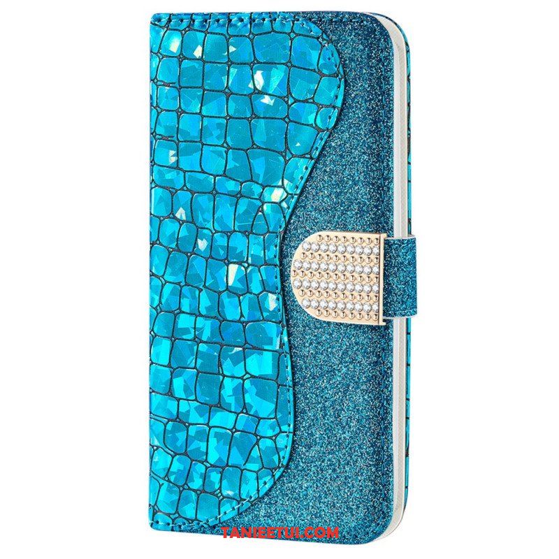 Etui Folio do Samsung Galaxy S22 5G Krokodyle Diamenty