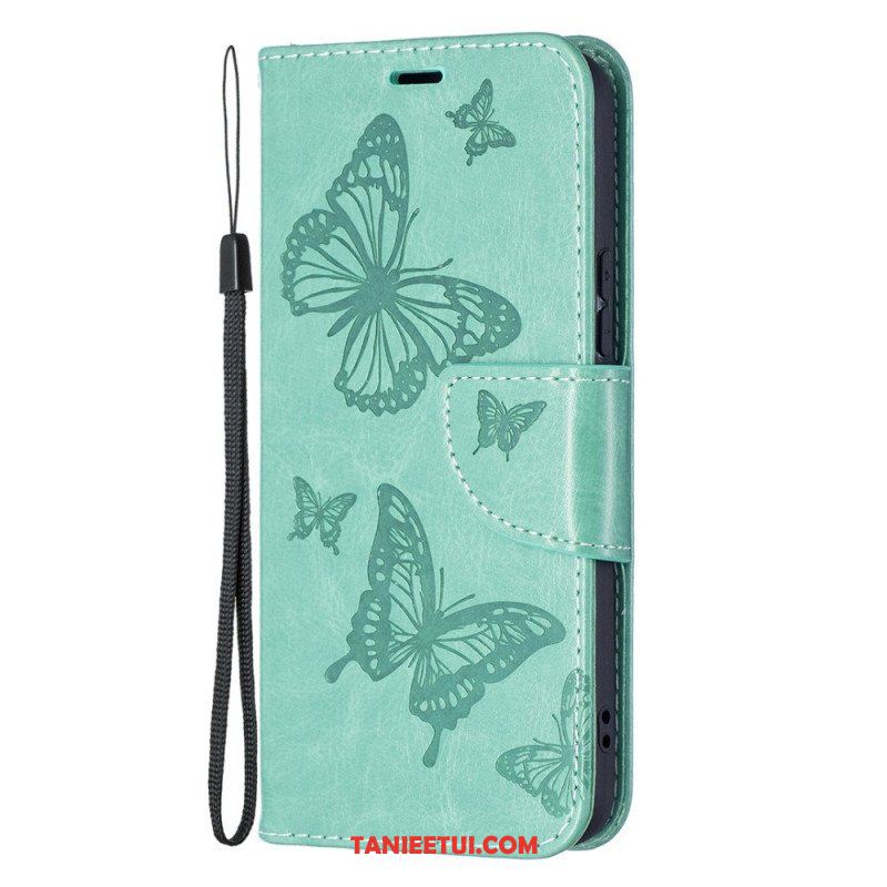 Etui Folio do Samsung Galaxy S22 5G Motyle W Locie Z Smyczą