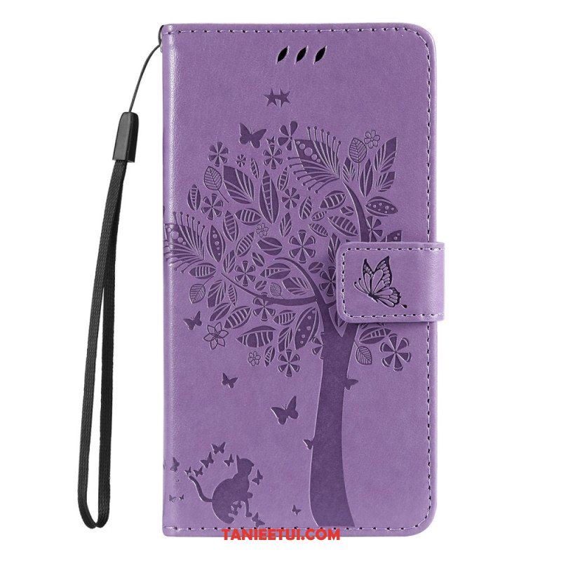 Etui Folio do Samsung Galaxy S23 5G Drapak Dla Kota Ze Smyczą