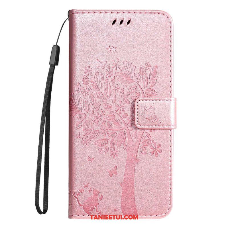 Etui Folio do Samsung Galaxy S23 5G Drapak Dla Kota Ze Smyczą