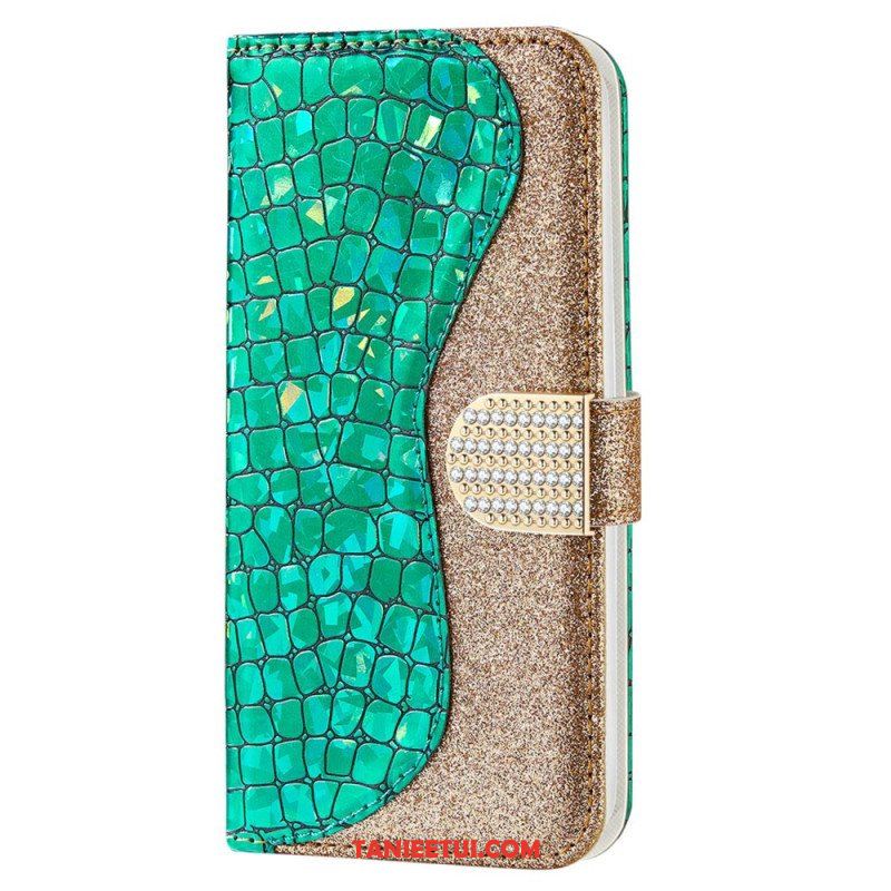 Etui Folio do Samsung Galaxy S23 5G Krokodyle Diamenty