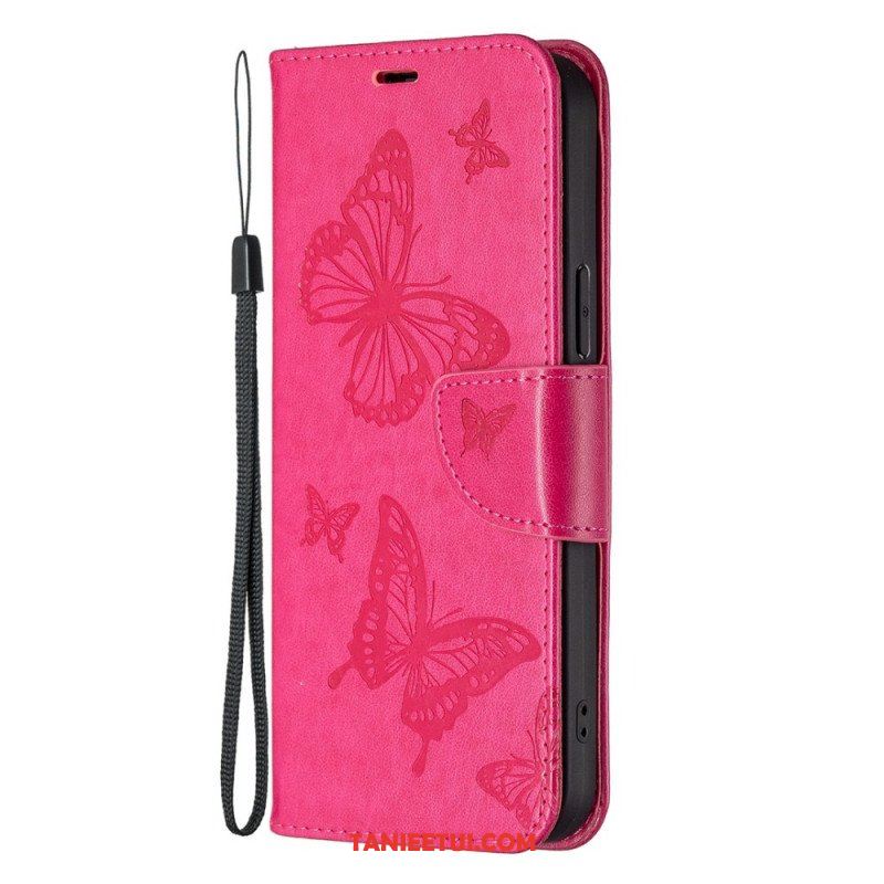 Etui Folio do Samsung Galaxy S23 5G z Łańcuch Stringi Motyle