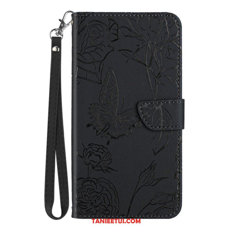 Etui Folio do Samsung Galaxy S23 Plus 5G Motyl Ze Smyczą