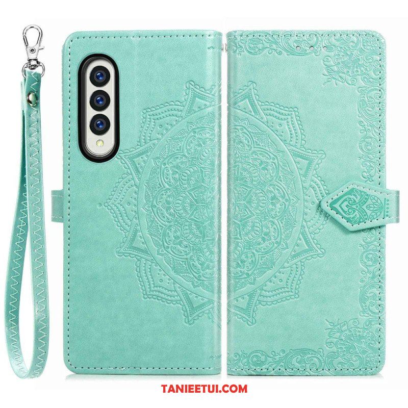 Etui Folio do Samsung Galaxy Z Fold 4 z Łańcuch Średniowieczna Mandala Z Paskami