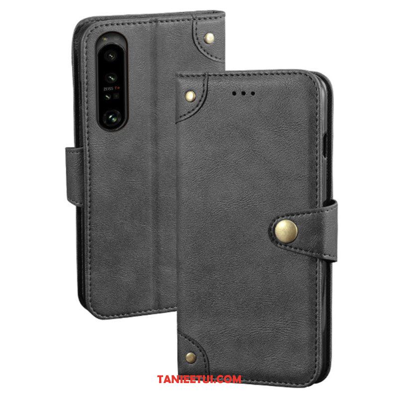 Etui Folio do Sony Xperia 1 IV Styl Skórzany Z Nitami Idewei