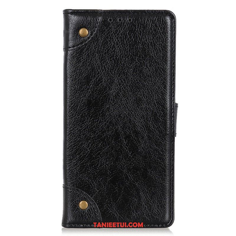 Etui Folio do Sony Xperia 1 IV Stylowa Skóra Nappa Z Nitami