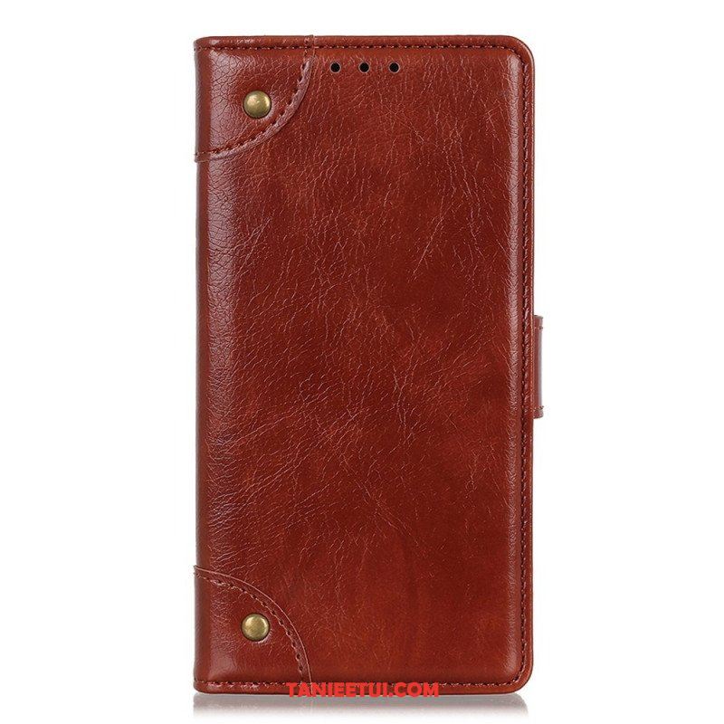 Etui Folio do Sony Xperia 1 IV Stylowa Skóra Nappa Z Nitami