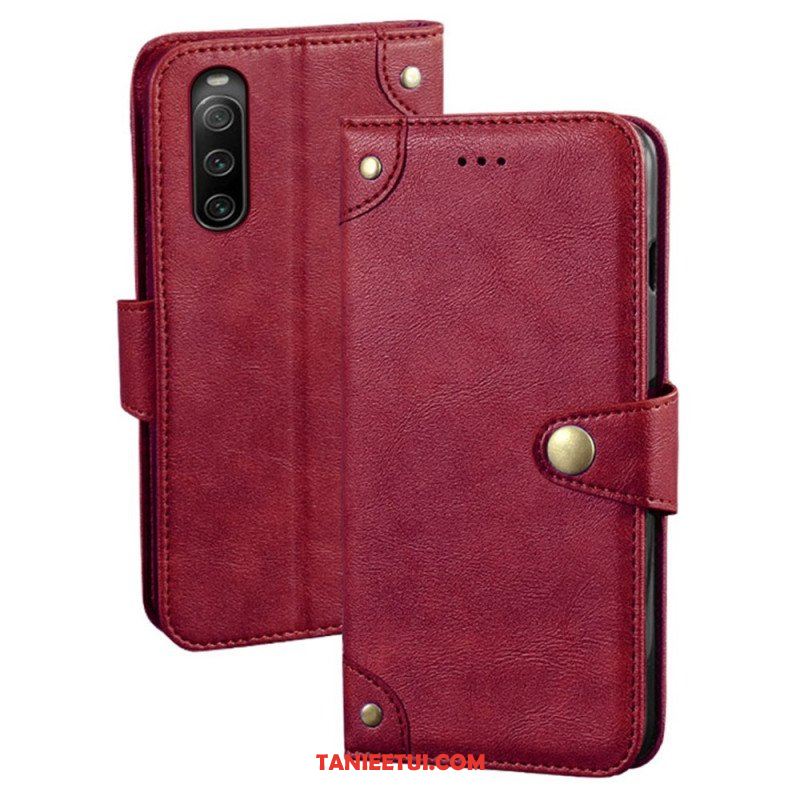 Etui Folio do Sony Xperia 10 IV Styl Skórzany Z Nitami Idewei