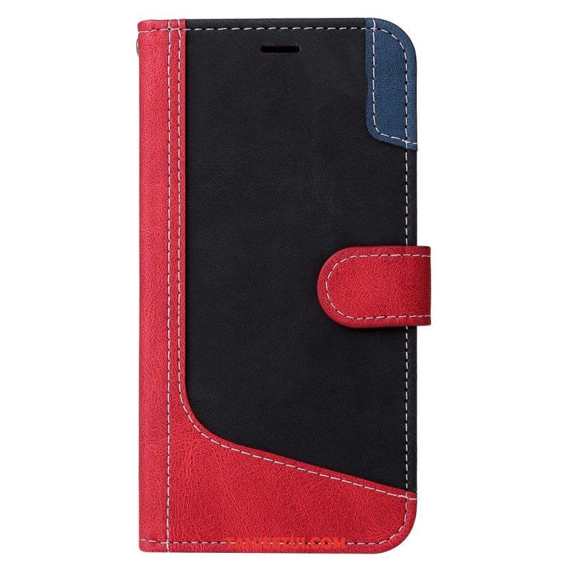 Etui Folio do Xiaomi 12 / 12X z Łańcuch Trójkolorowy Pasek