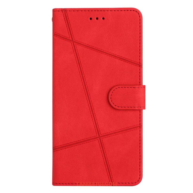 Etui Folio do Xiaomi 12 Lite z Łańcuch Linie Paska Z Efektem Skóry