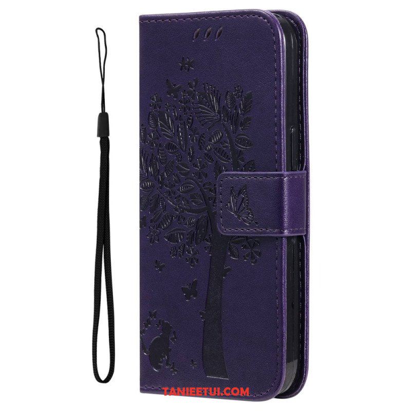 Etui Folio do Xiaomi 12T / 12T Pro z Łańcuch Kot Pod Drzewem Stringów