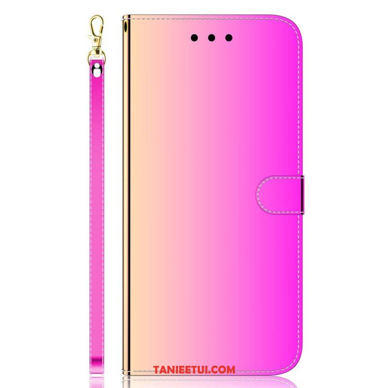 Etui Folio do Xiaomi 13 Sztuczna Lustrzana Skóra Z Paskiem