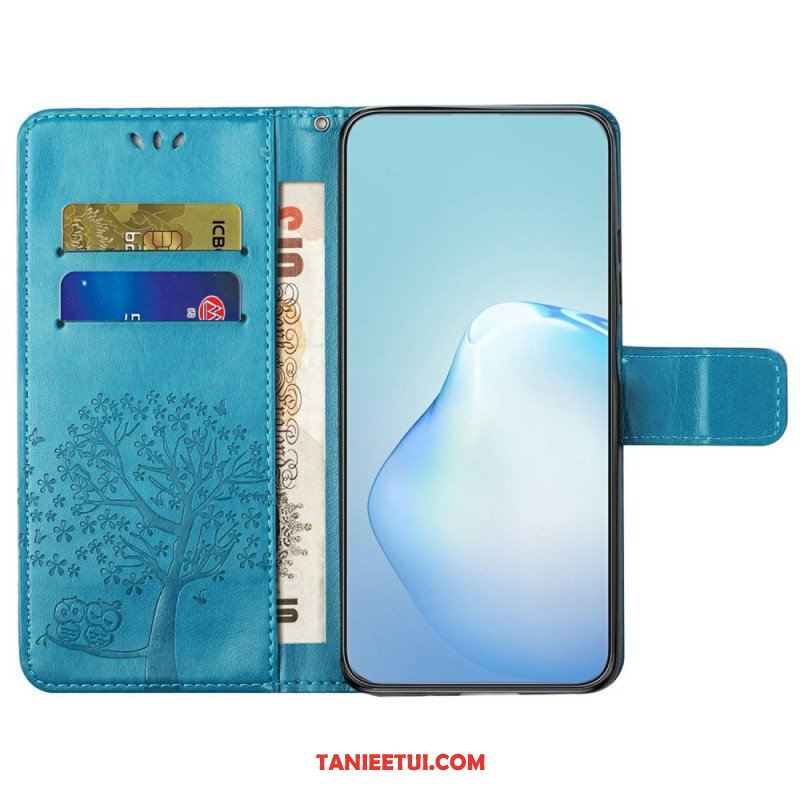 Etui Folio do Xiaomi Redmi A1 z Łańcuch Drzewo Stringów I Sowy