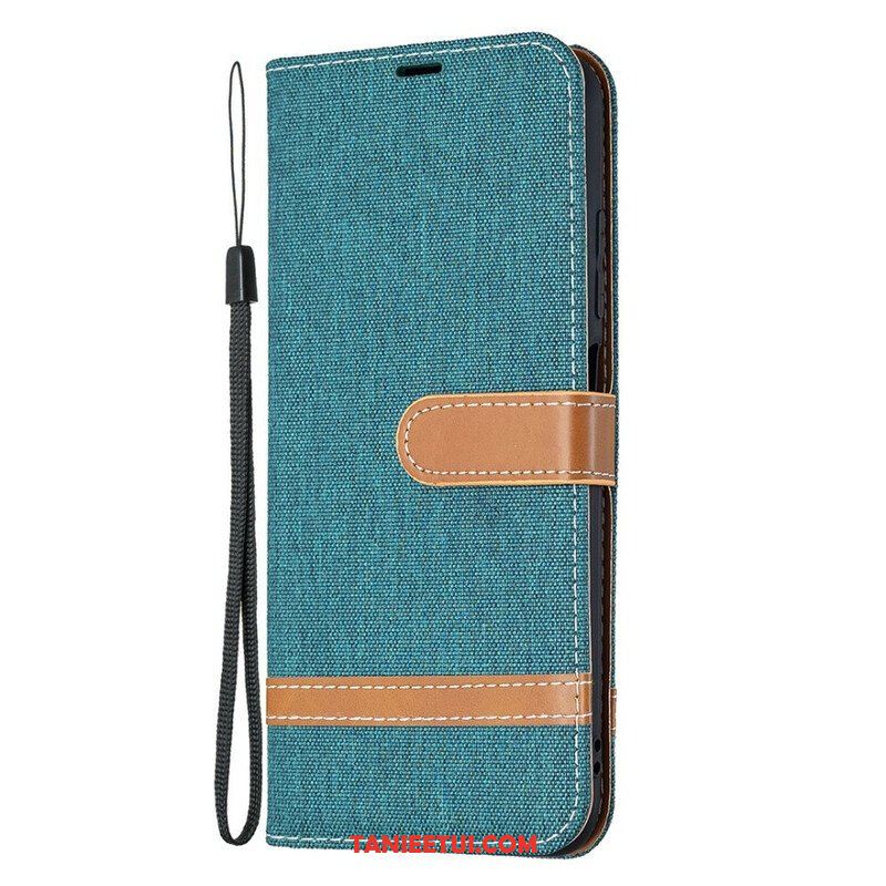 Etui Folio do Xiaomi Redmi Note 10 5G z Łańcuch Tkanina Paska