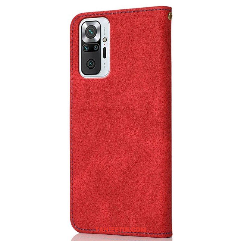 Etui Folio do Xiaomi Redmi Note 10 Pro Dwukolorowa Trójkątna Sztuczna Skóra