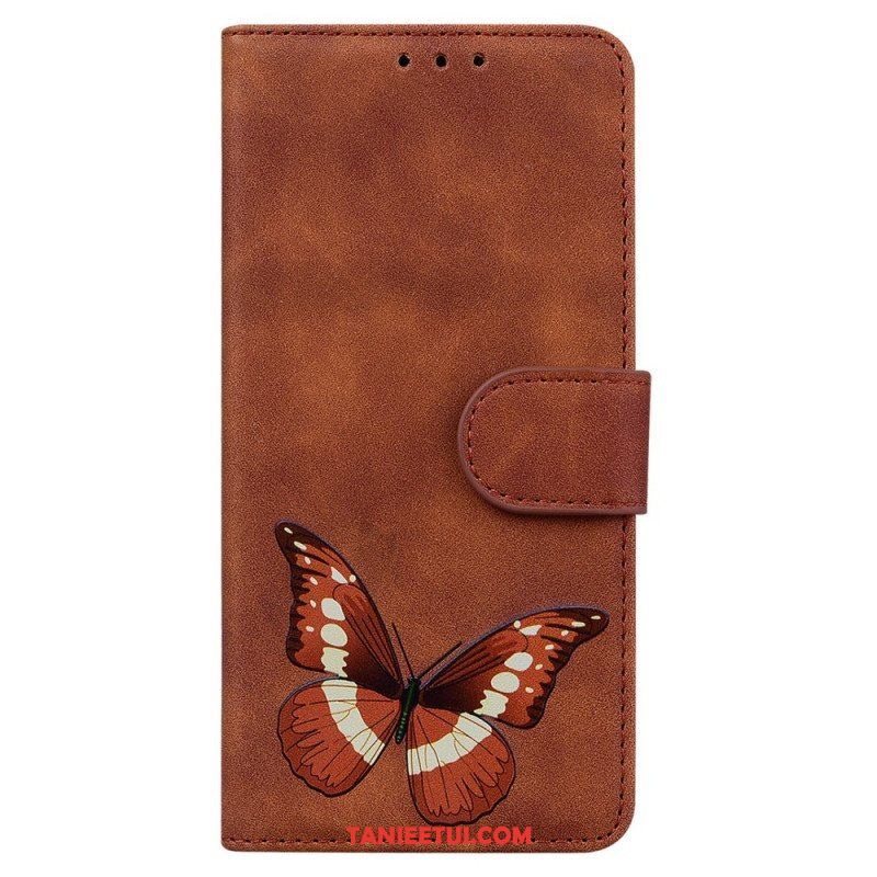 Etui Folio do Xiaomi Redmi Note 10 Pro Motyl Dotykający Skóry