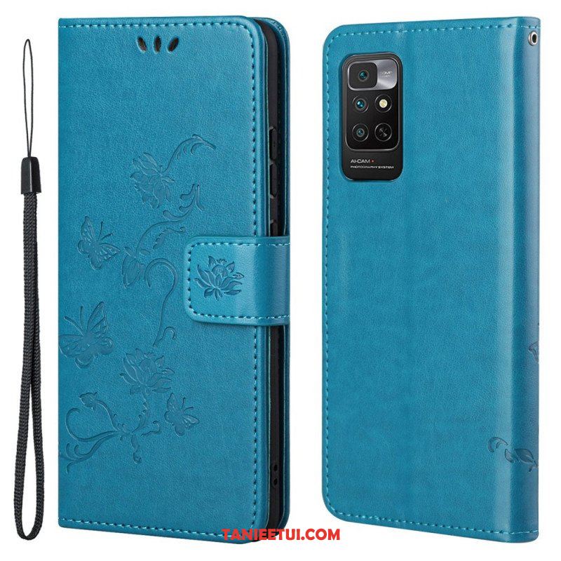 Etui Folio do Xiaomi Redmi Note 11 / 11S z Łańcuch Paski Kwiaty