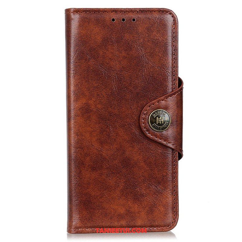 Etui Folio do Xiaomi Redmi Note 12 4G Guzik Khazneh Z Imitacji Lakierowanej Skóry