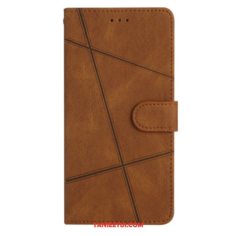 Etui Folio do Xiaomi Redmi Note 12 4G z Łańcuch Geometryczne Paski