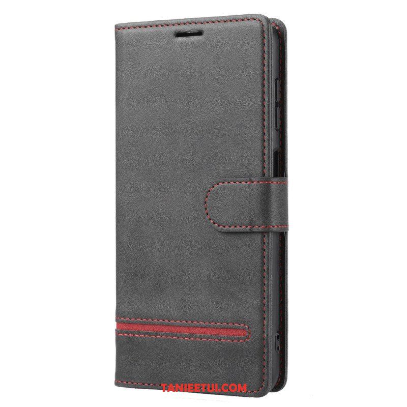 Etui Folio do Xiaomi Redmi Note 12 5G Liniowy Efekt Skóry