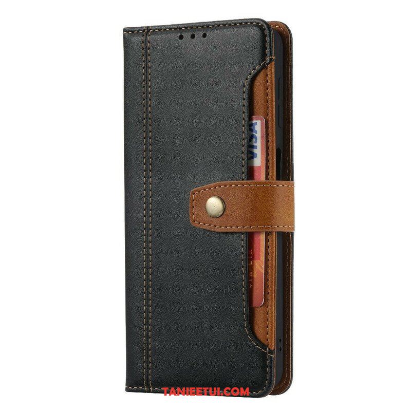 Etui Folio do iPhone 13 Mini Etui Na Karty Z Przodu I Pasek Z Efektem Skóry