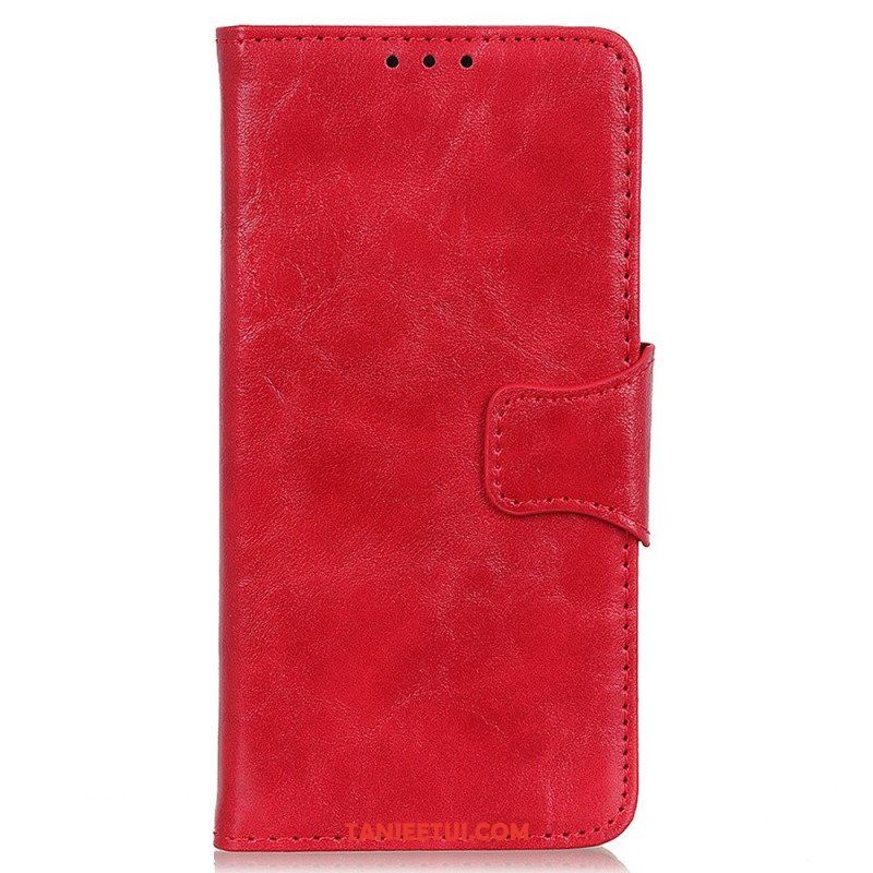 Etui Folio do iPhone 14 Pro Max Dwustronne Zapięcie Ze Skóry Dwoinowej